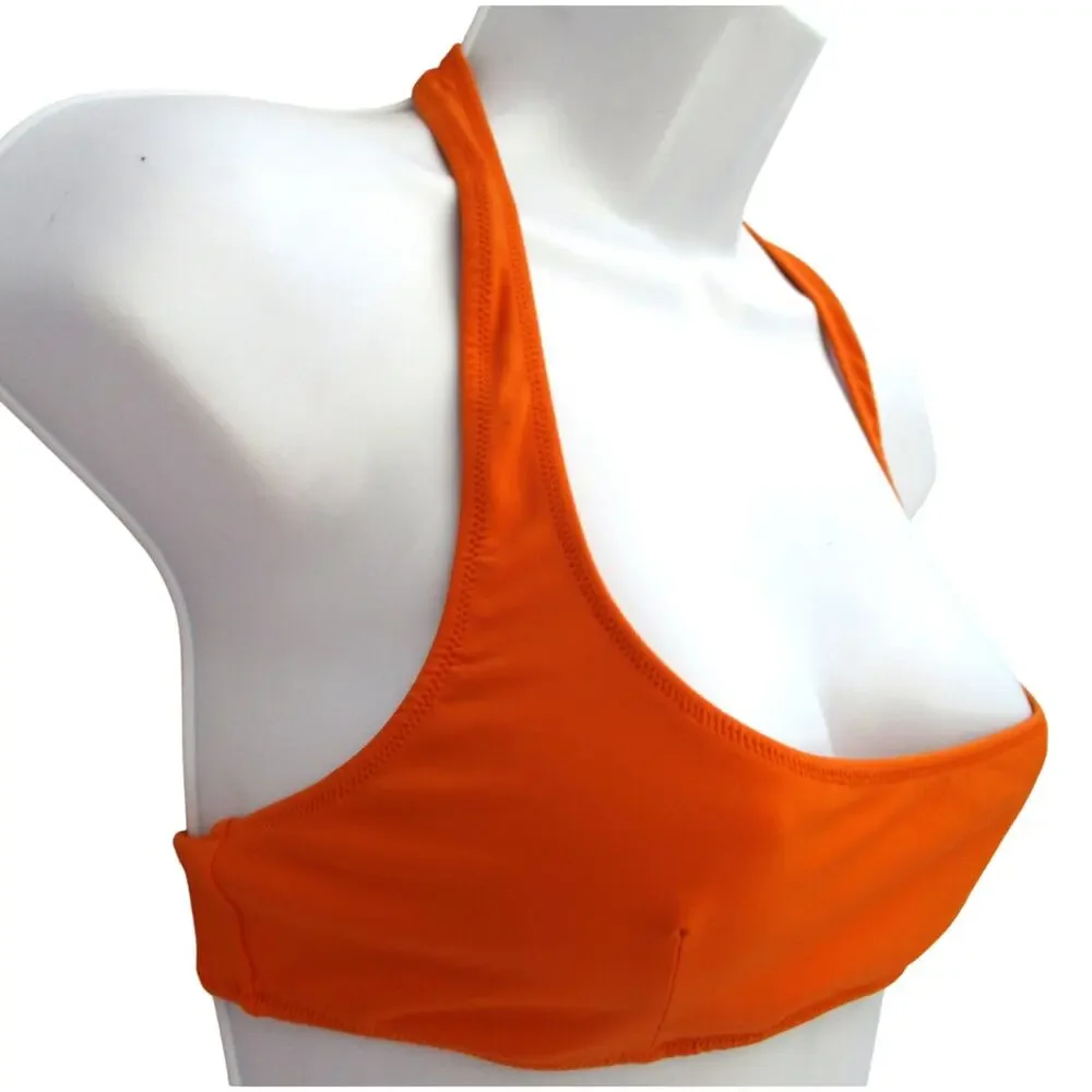 Nwt SKIMS Halter Scoop Bikini Top Tangerine Size L